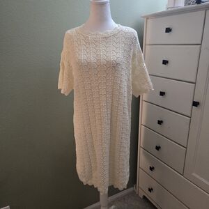 💚 2/$12 or 3/$16  NEW WITH TAGS A New Day Cream Crochet Dress With Lining